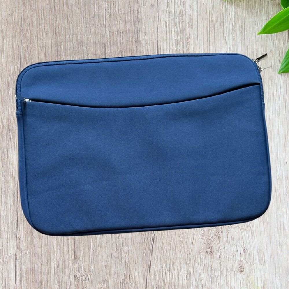 Laptop Sleeve 14” Soft Slim with Double Zipper and front zip pocket Blue